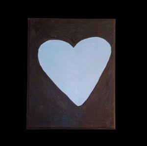 Handpainted Blue Heart Acrylic Painting On Canvas Wall Art Signed 8x10"